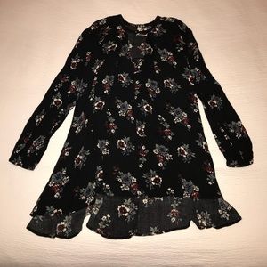 Free People Black & Floral Top